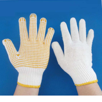 Горячие продажи рабочих промышленных хлопчатобумажных ПВХ пунктирные трикотажные перчатки безопасности